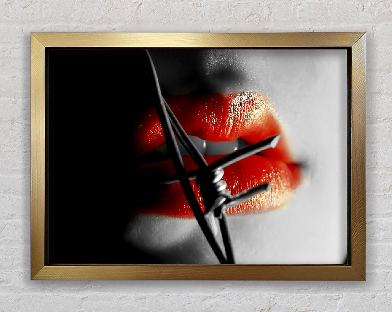 Barbed Wire Lips Framed Print