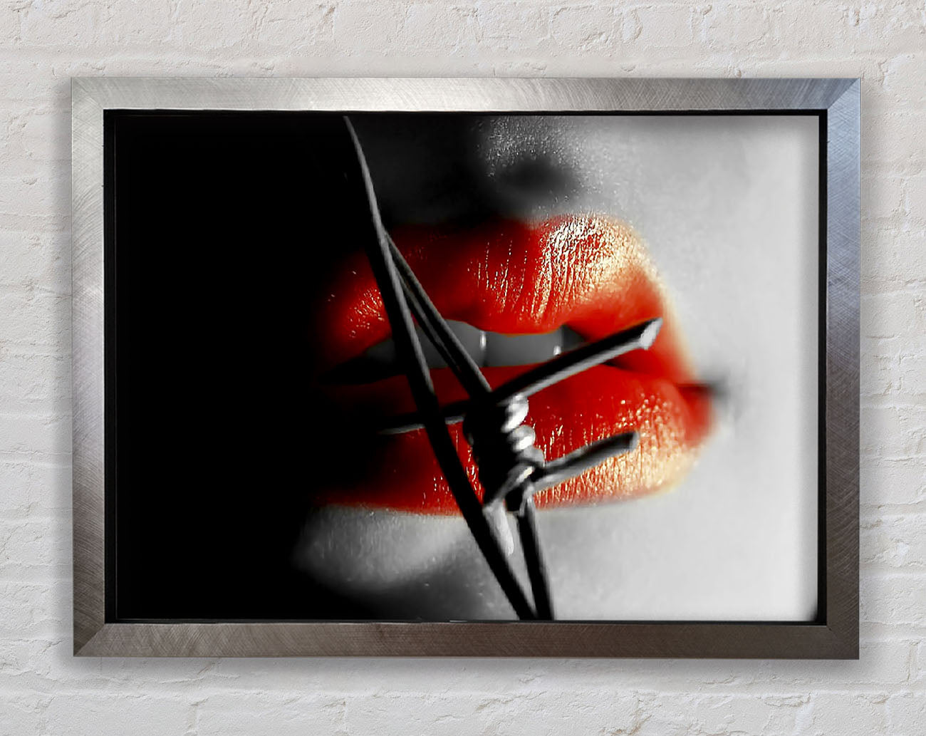 Barbed Wire Lips Framed Print