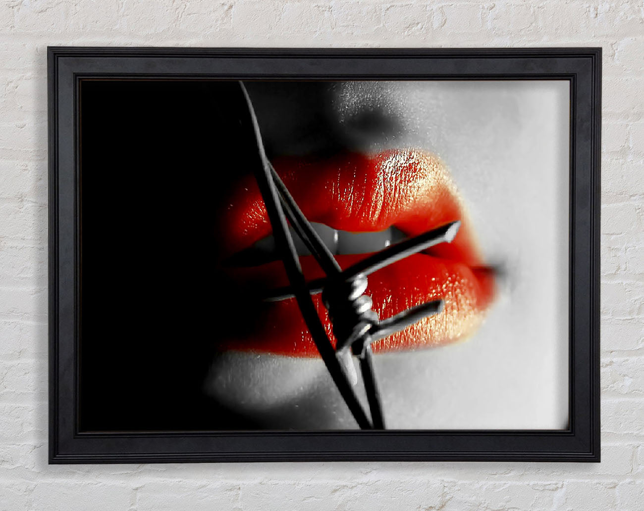 Barbed Wire Lips Framed Print