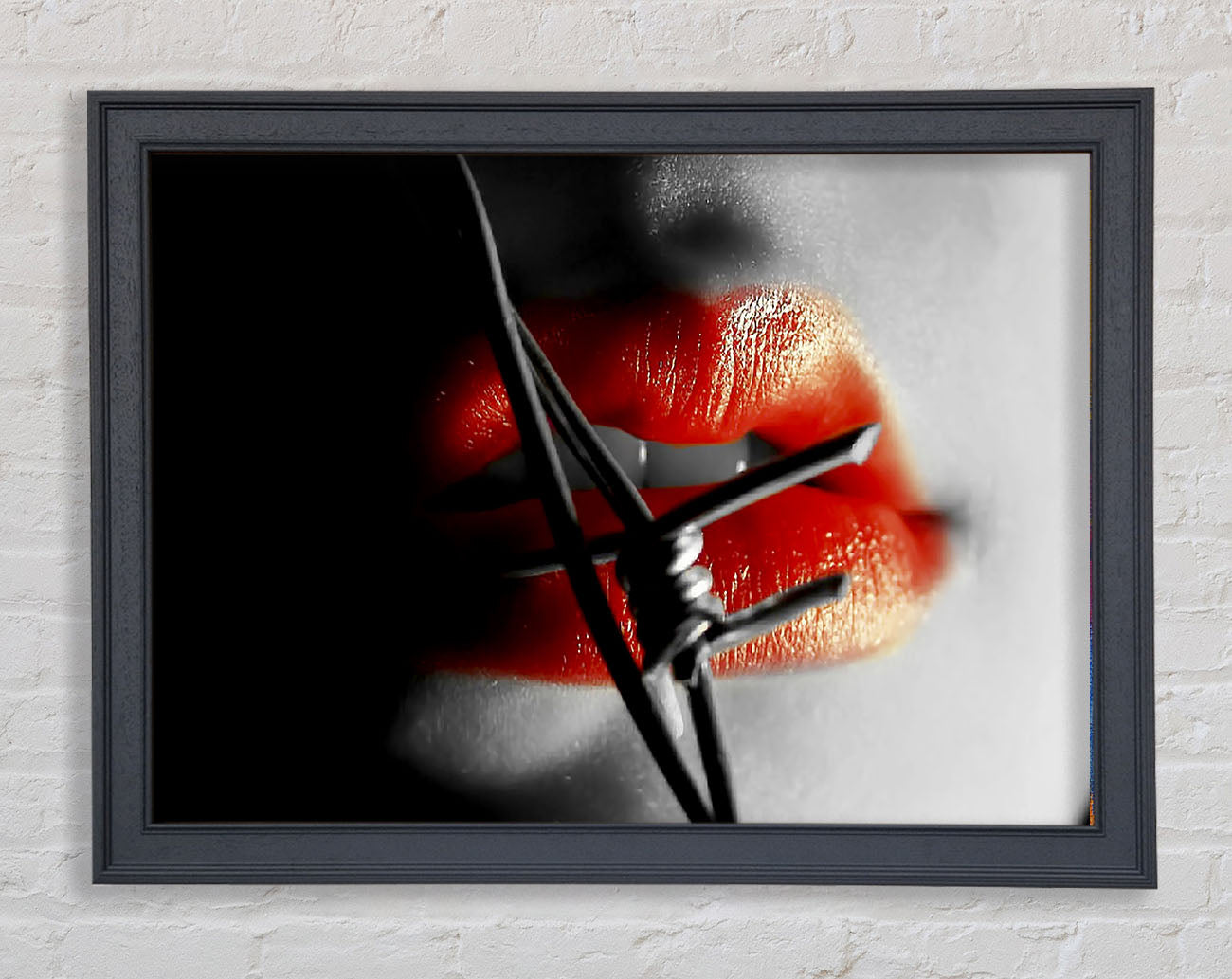 Barbed Wire Lips Framed Print