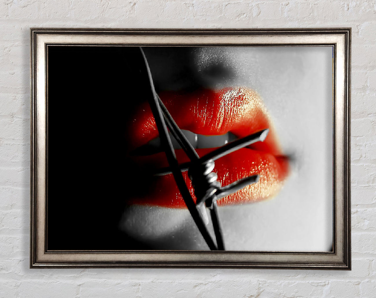 Barbed Wire Lips Framed Print