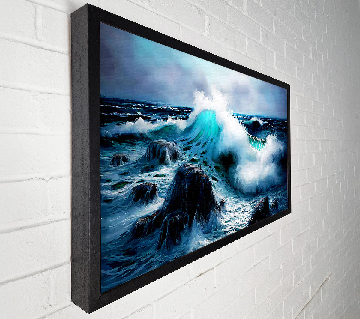 Waves Crashing On The Ocean Rocks Canvas Wall Art
