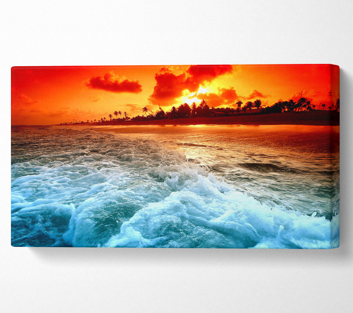 Tropical Beach Sunset Canvas Wall Art