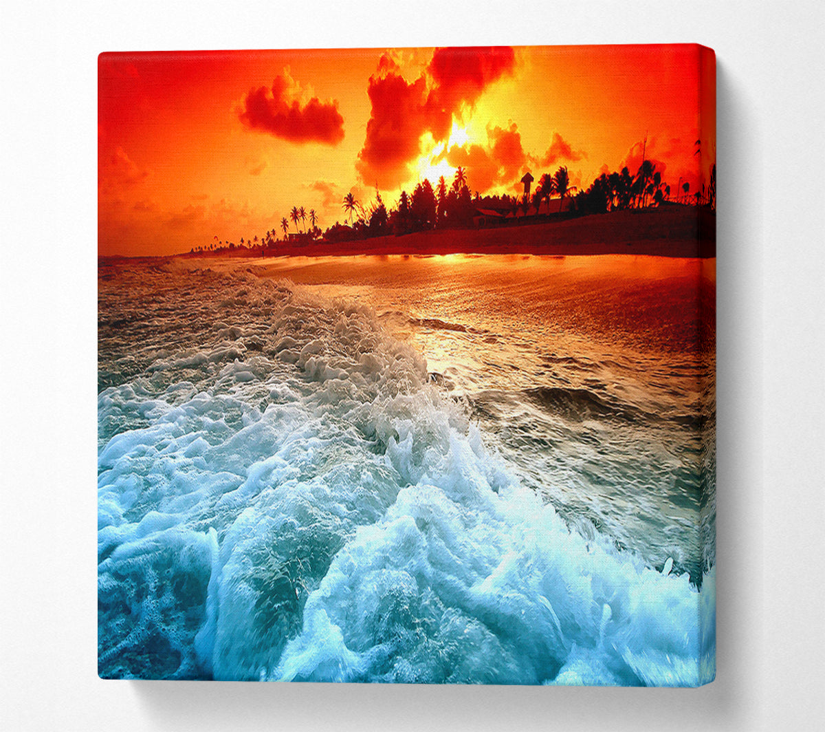 Tropical Beach Sunset Canvas Wall Art