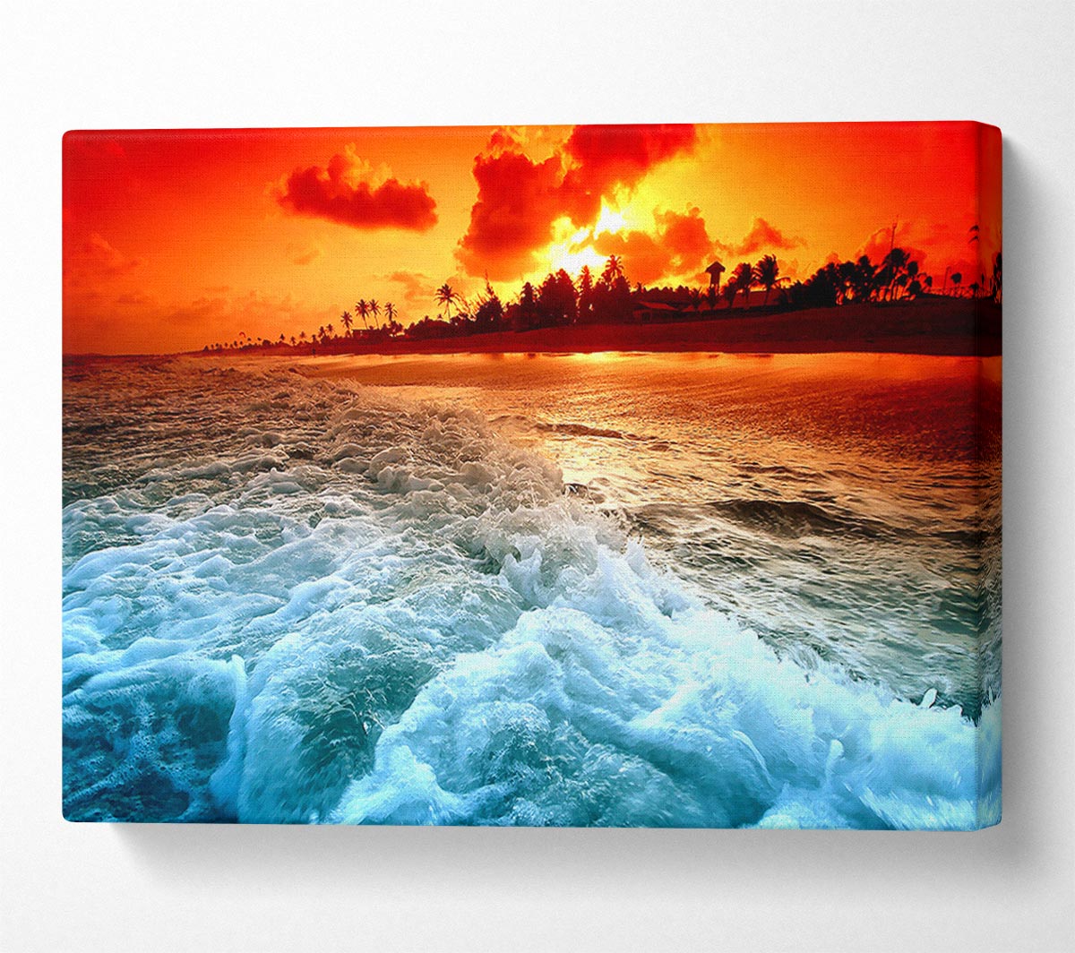 Tropical Beach Sunset Canvas Wall Art