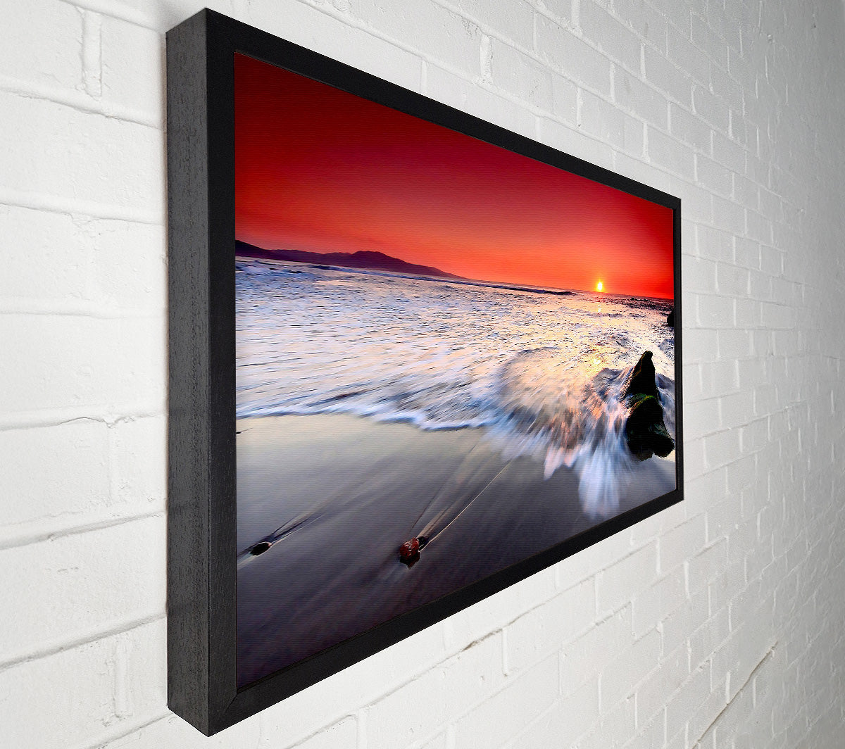 Red Sunset Ocean Swell Canvas Wall Art