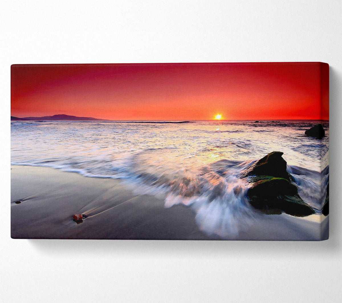 Red Sunset Ocean Swell Canvas Wall Art
