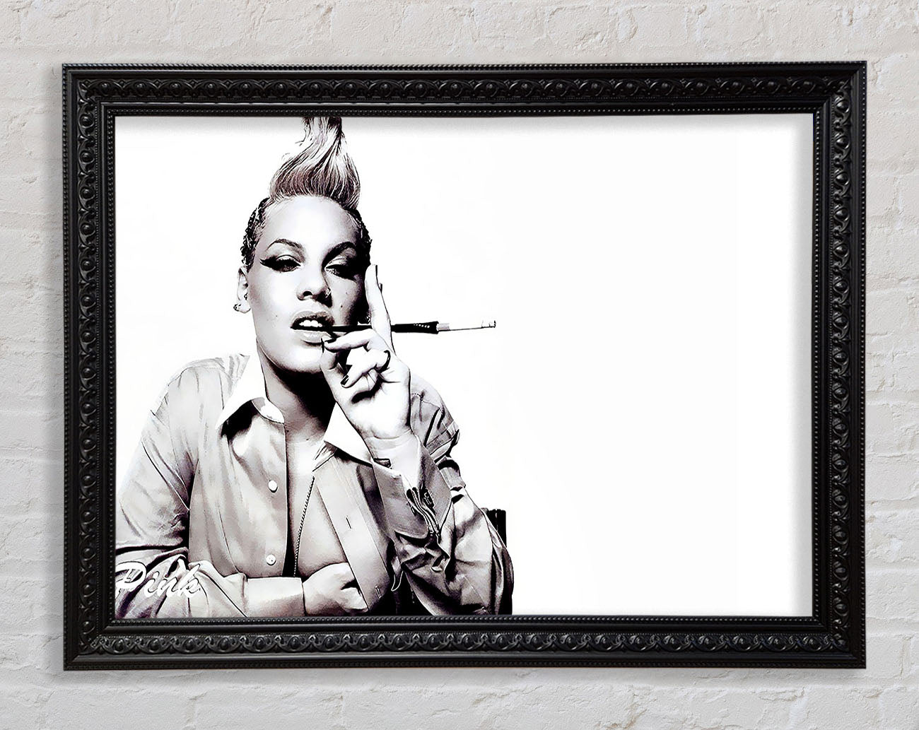 Pink Cigarette B n W Framed Print