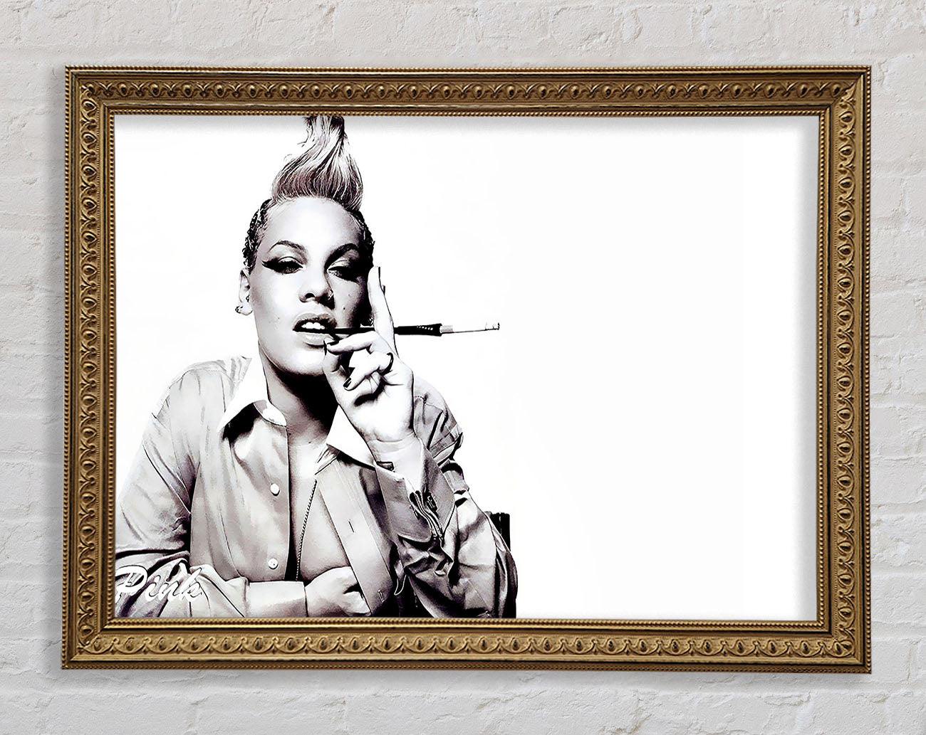 Pink Cigarette B n W Framed Print
