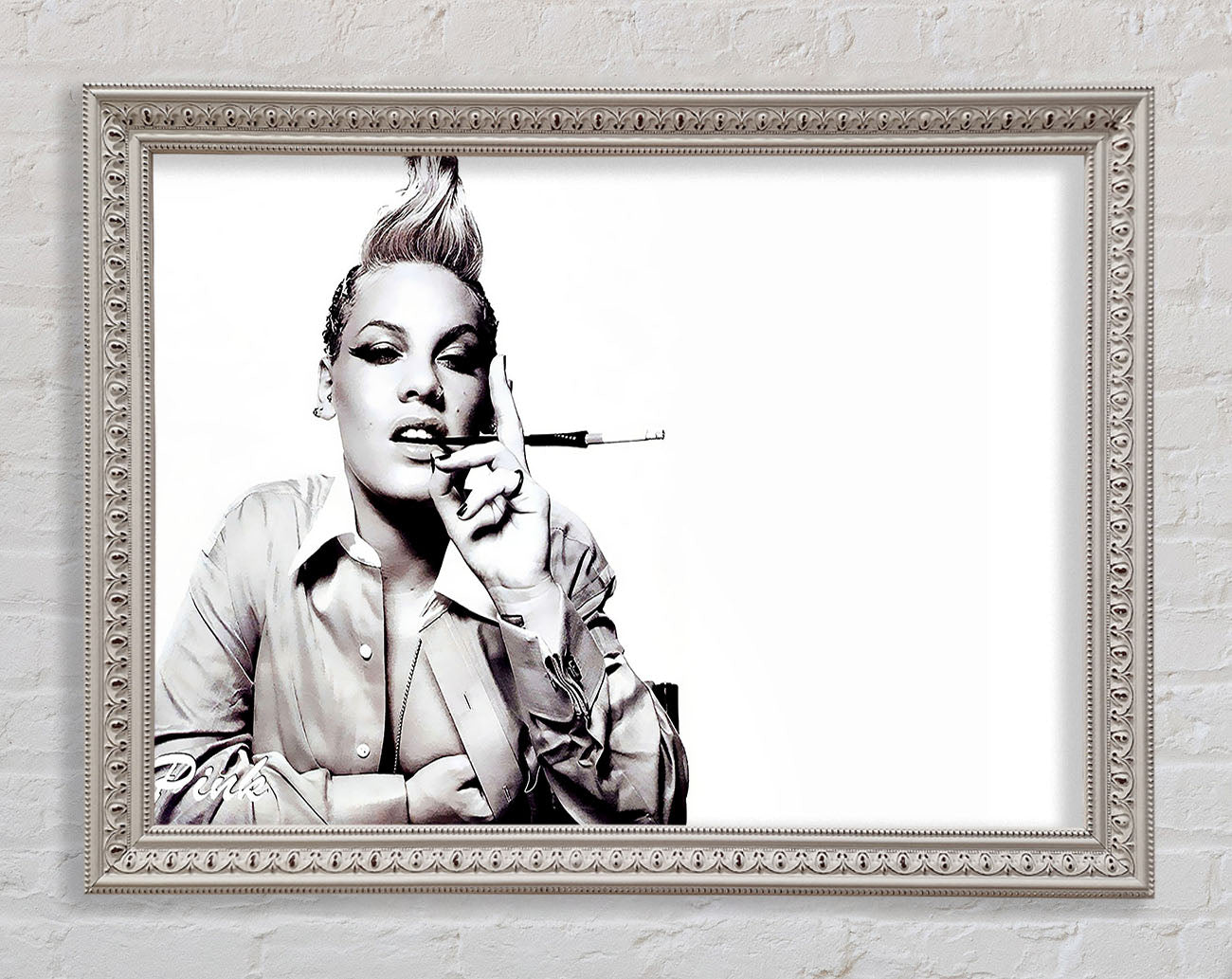 Pink Cigarette B n W Framed Print