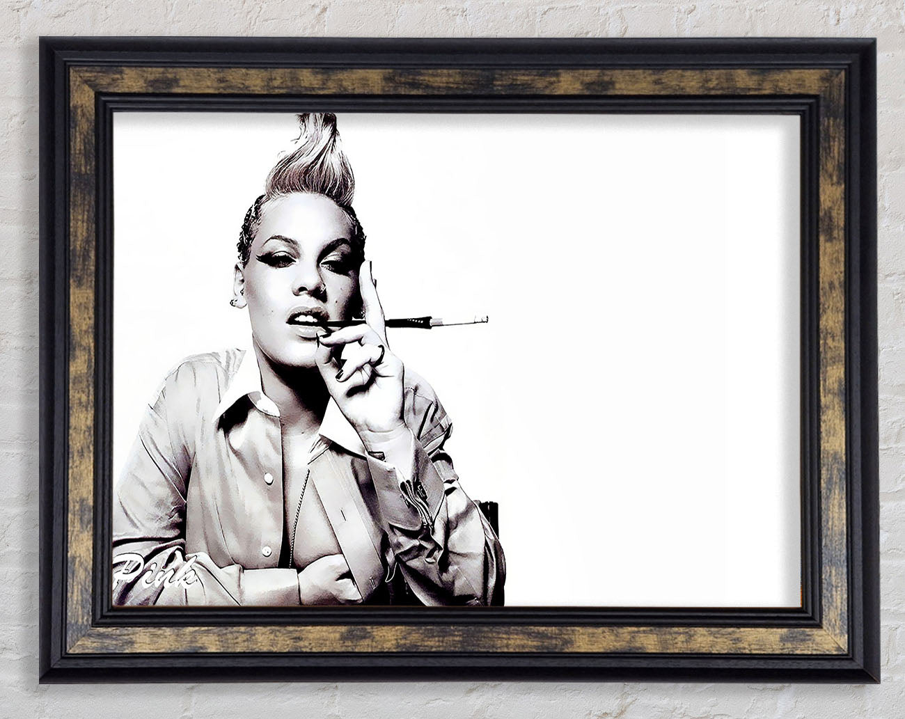 Pink Cigarette B n W Framed Print