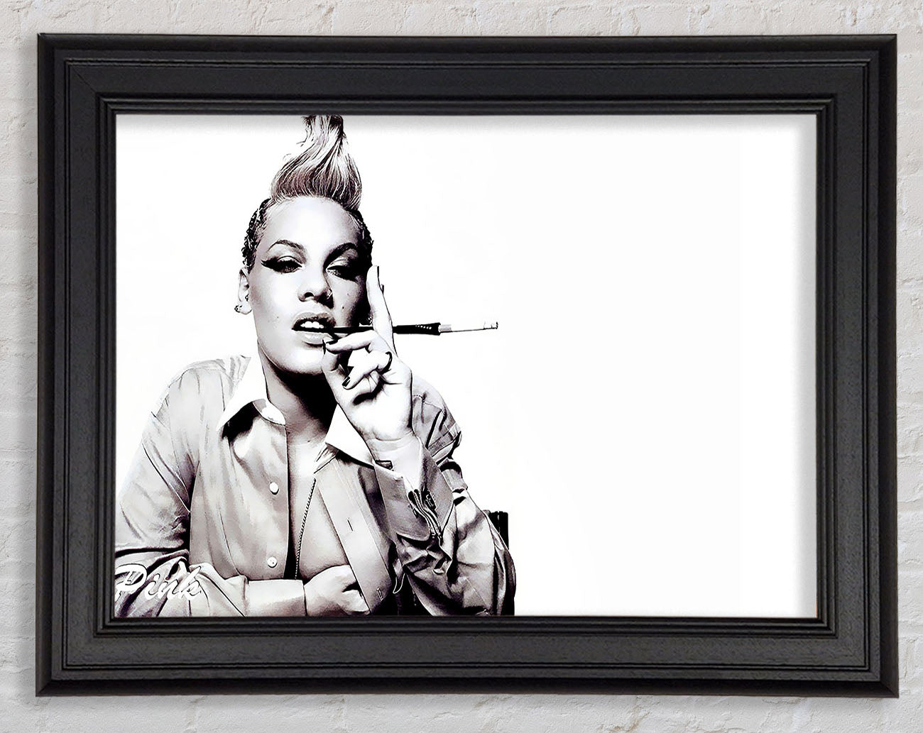 Pink Cigarette B n W Framed Print