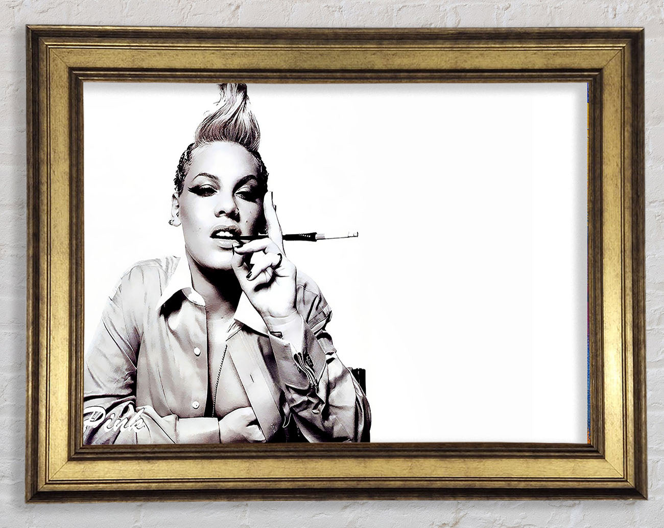 Pink Cigarette B n W Framed Print