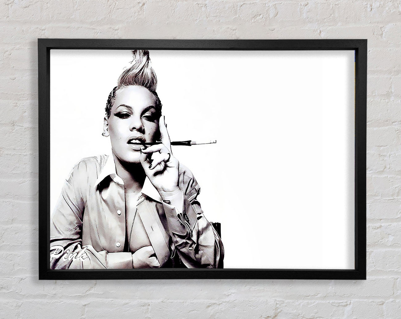 Pink Cigarette B n W Framed Print