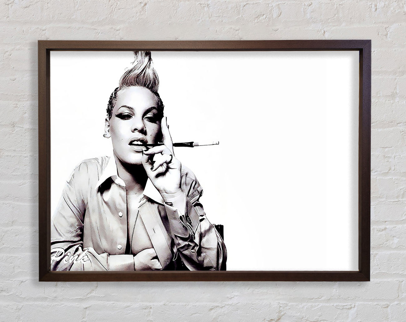 Pink Cigarette B n W Framed Print
