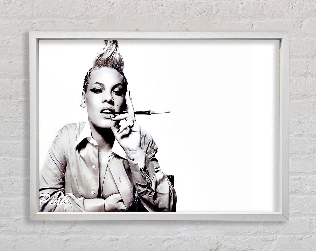 Pink Cigarette B n W Framed Print