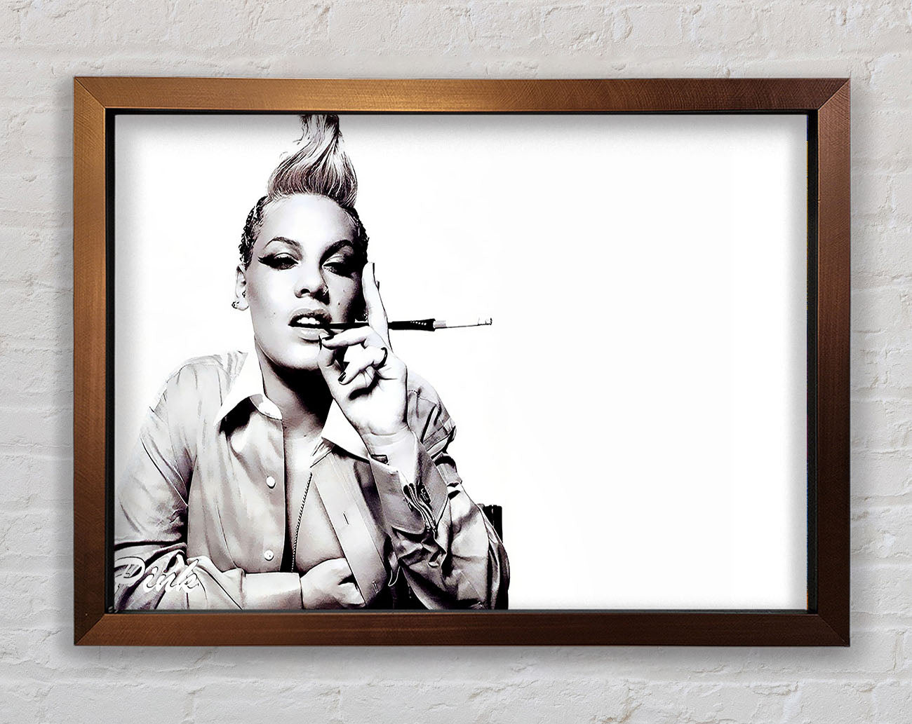 Pink Cigarette B n W Framed Print
