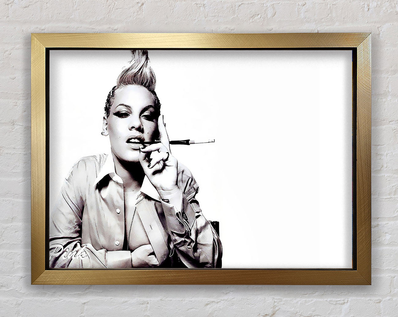 Pink Cigarette B n W Framed Print