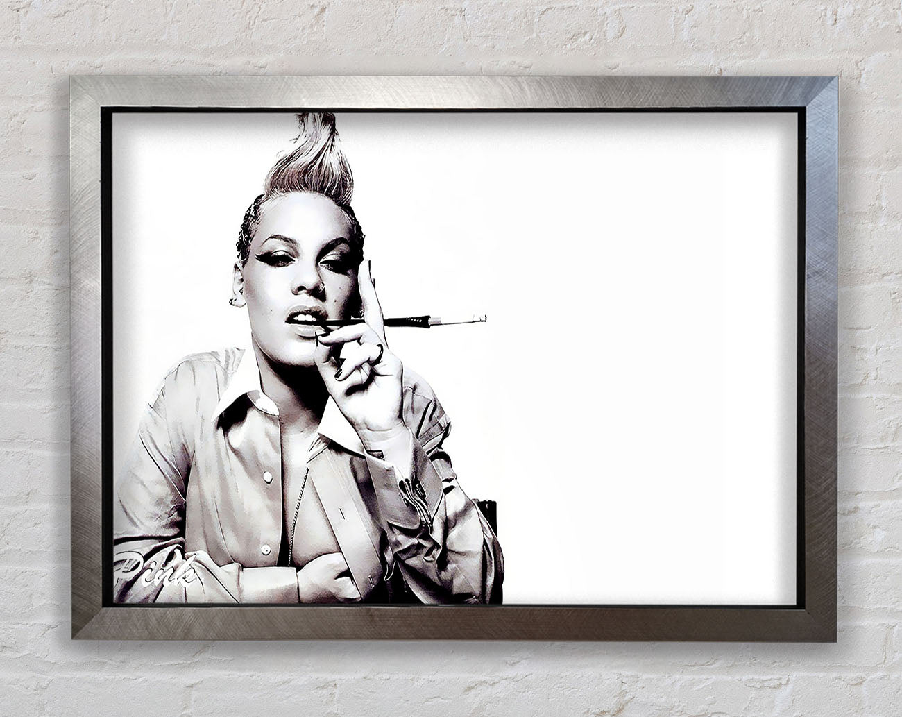 Pink Cigarette B n W Framed Print