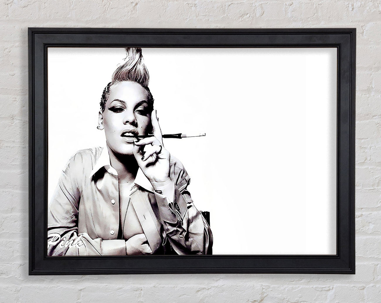 Pink Cigarette B n W Framed Print