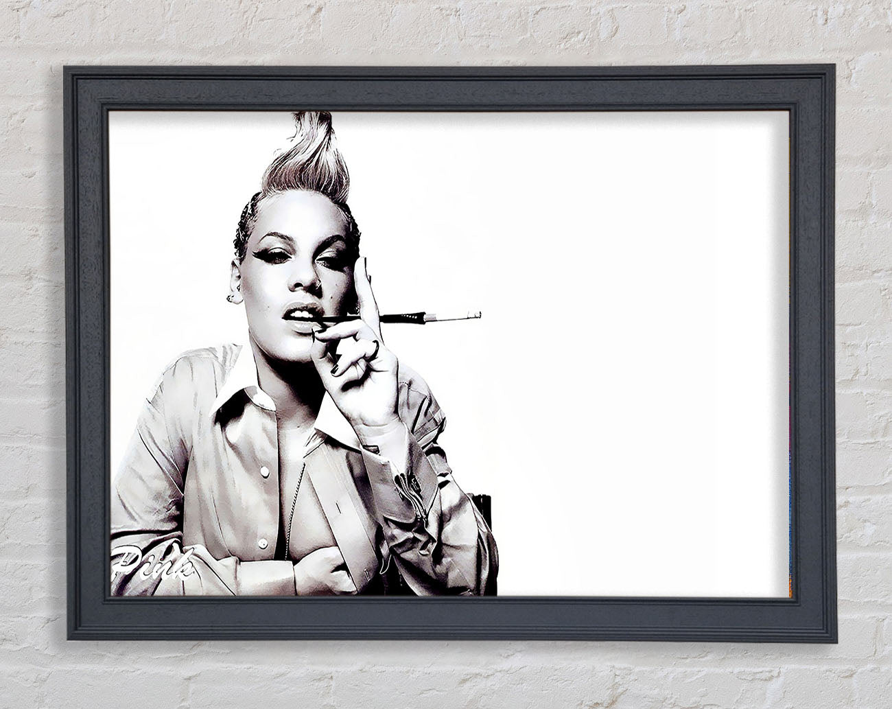 Pink Cigarette B n W Framed Print