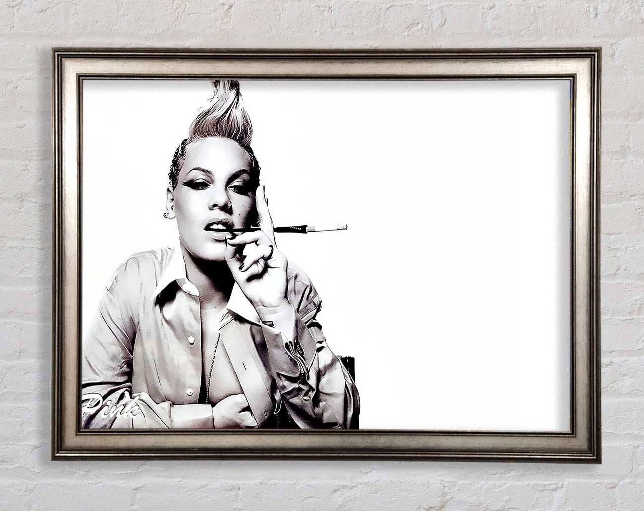 Pink Cigarette B n W Framed Print