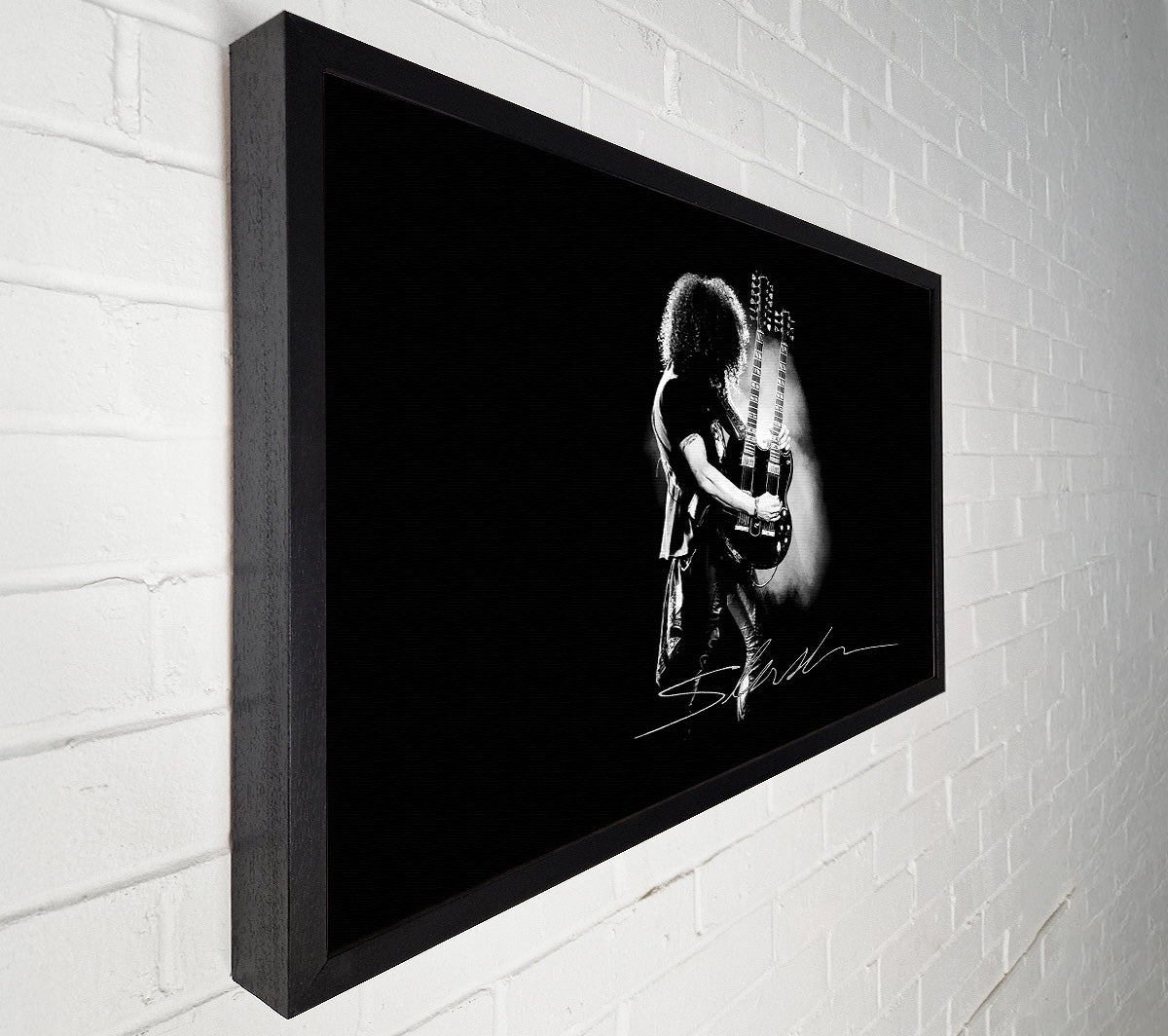Slash Double Guitar B~w Canvas Wall Art