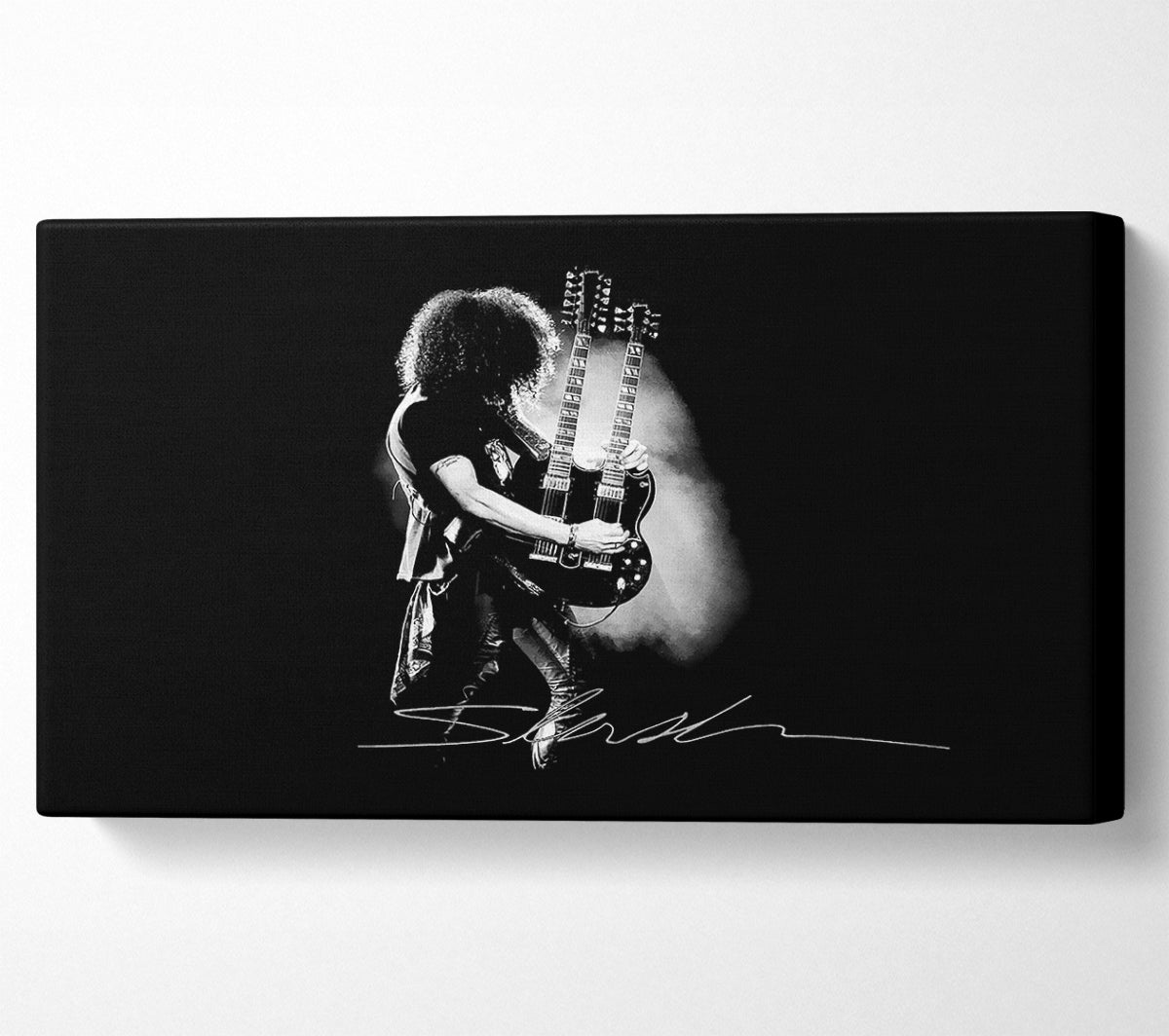 Slash Double Guitar B~w Canvas Wall Art