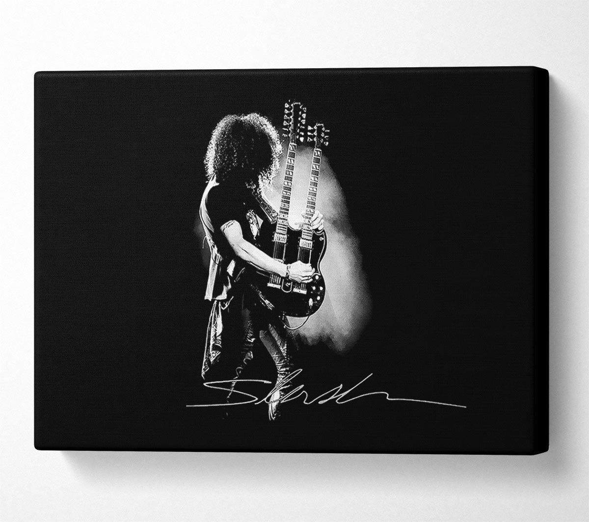 Slash Double Guitar B~w Canvas Wall Art