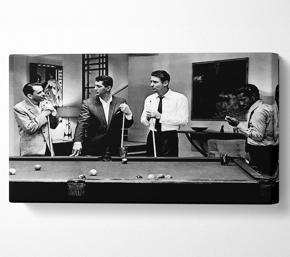The Rat Pack 4 Playing Pool Canvas Wall Art