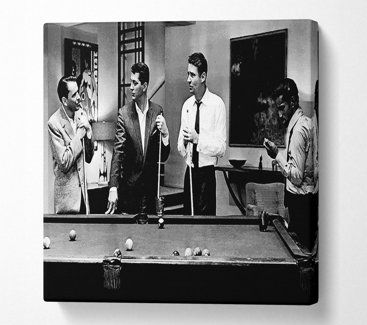 The Rat Pack 4 Playing Pool Canvas Wall Art