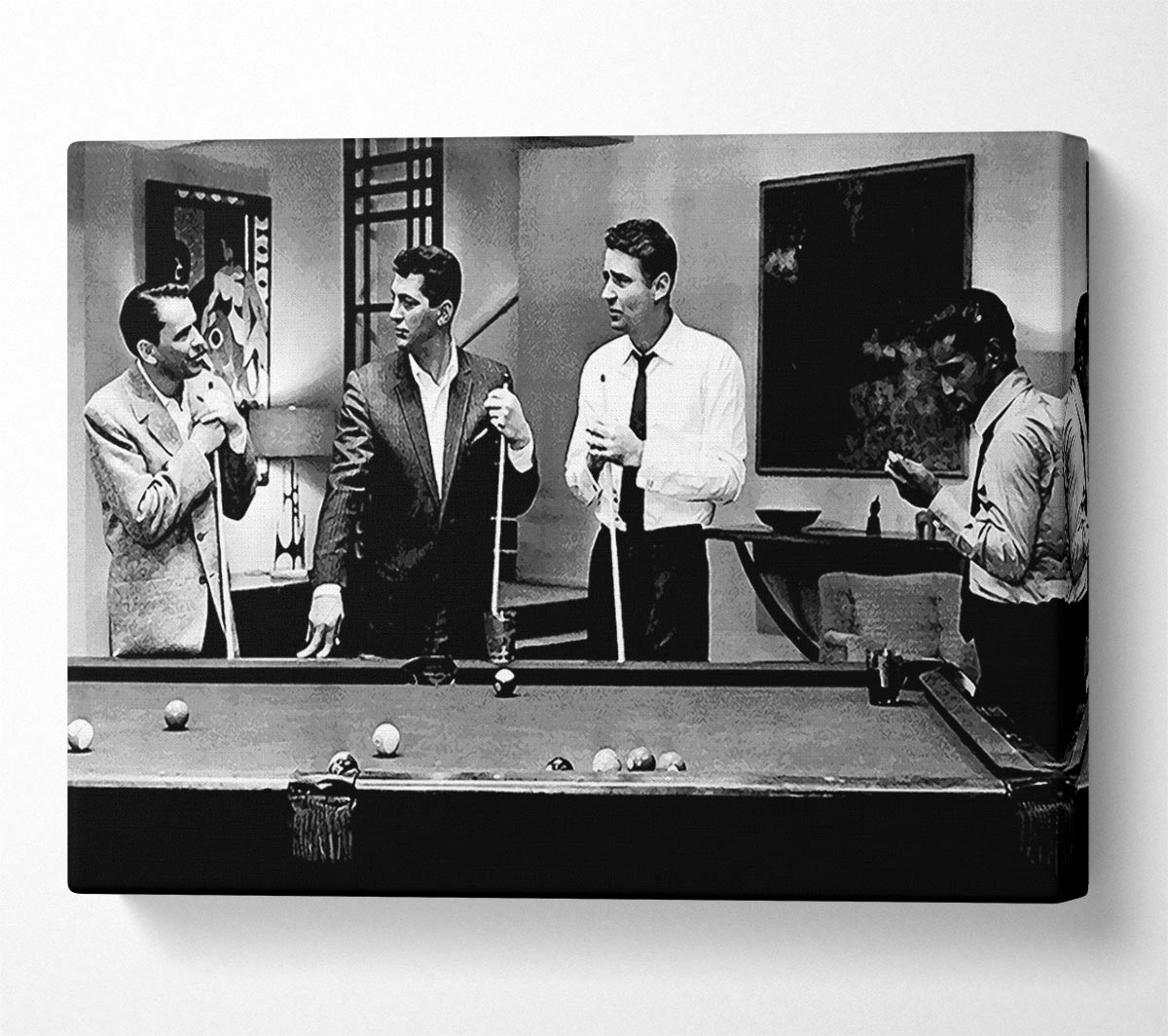 The Rat Pack 4 Playing Pool Canvas Wall Art