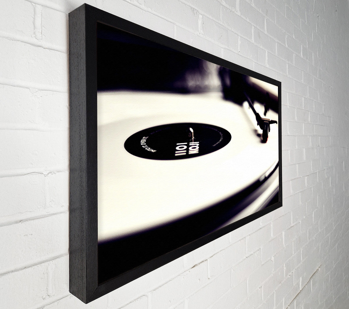 Vinyl Record Player Black And White Canvas Wall Art