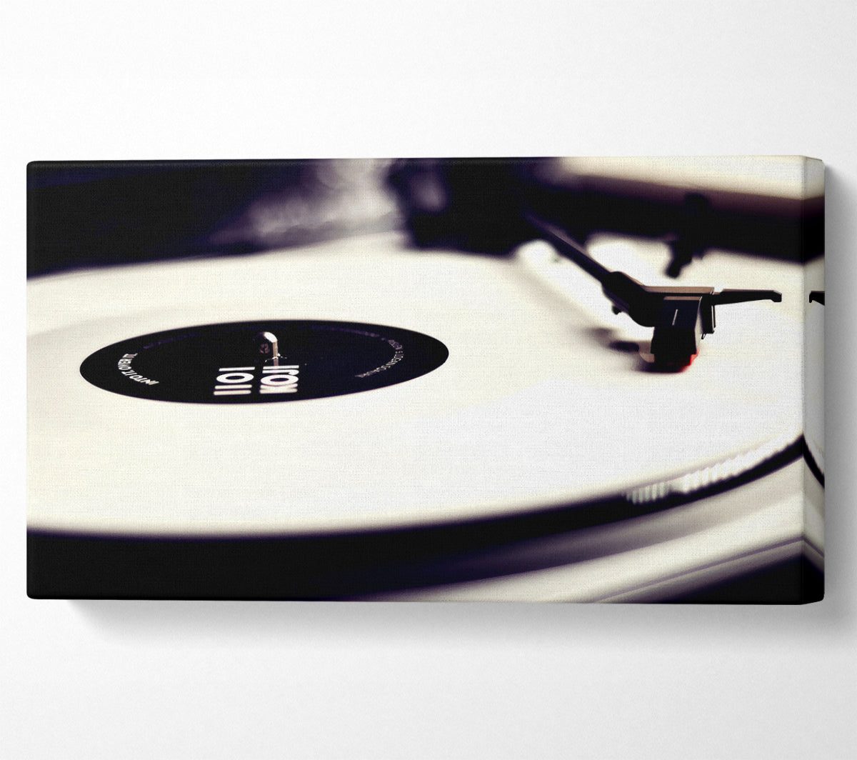Vinyl Record Player Black And White Canvas Wall Art