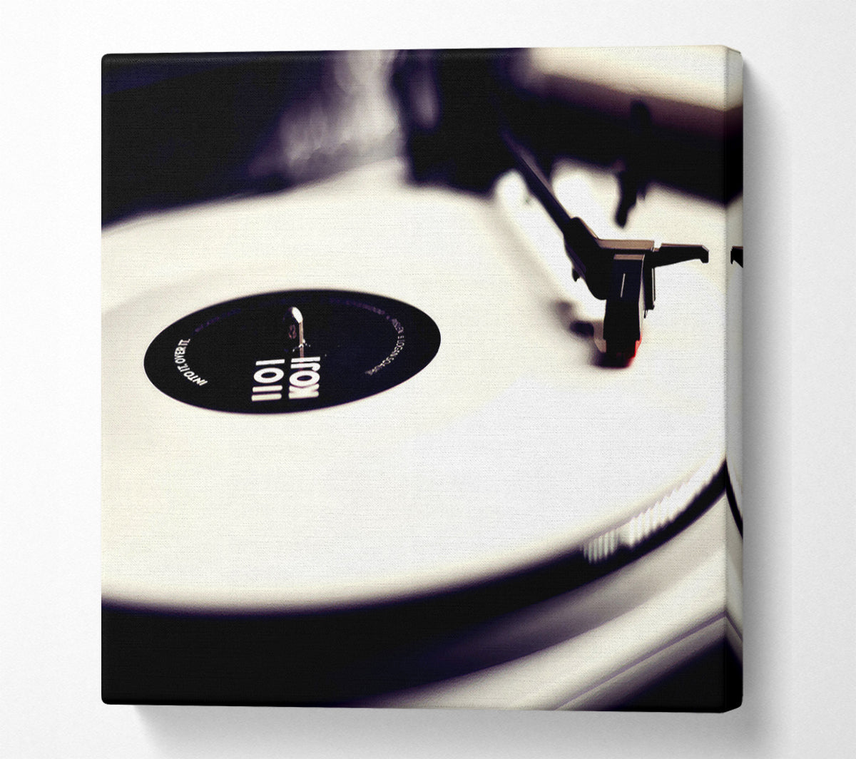 Vinyl Record Player Black And White Canvas Wall Art