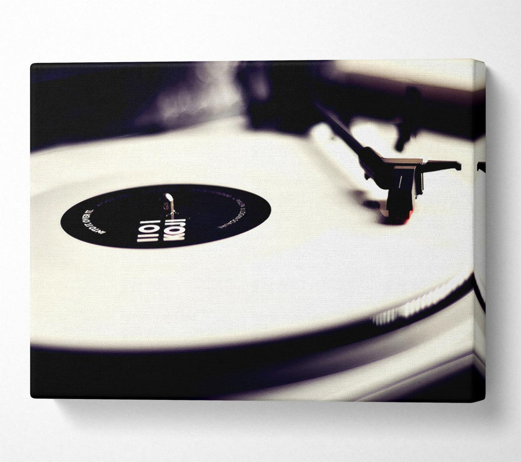 Vinyl Record Player Black And White Canvas Wall Art