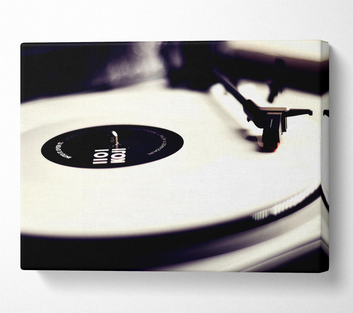 Vinyl Record Player Black And White Canvas Wall Art