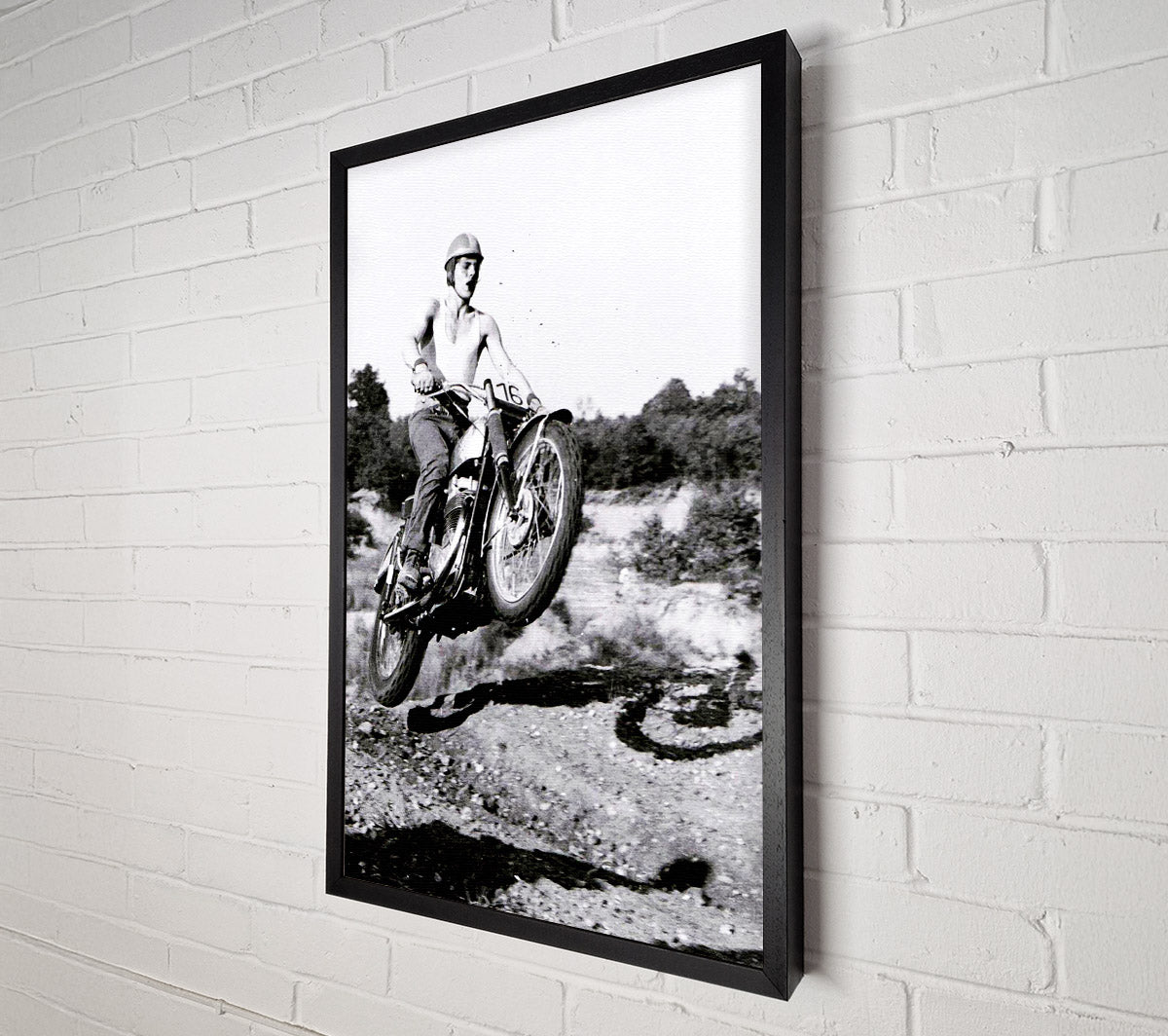 Retro Motorcross Wheelie Canvas Wall Art