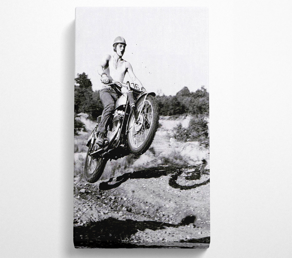 Retro Motorcross Wheelie Canvas Wall Art