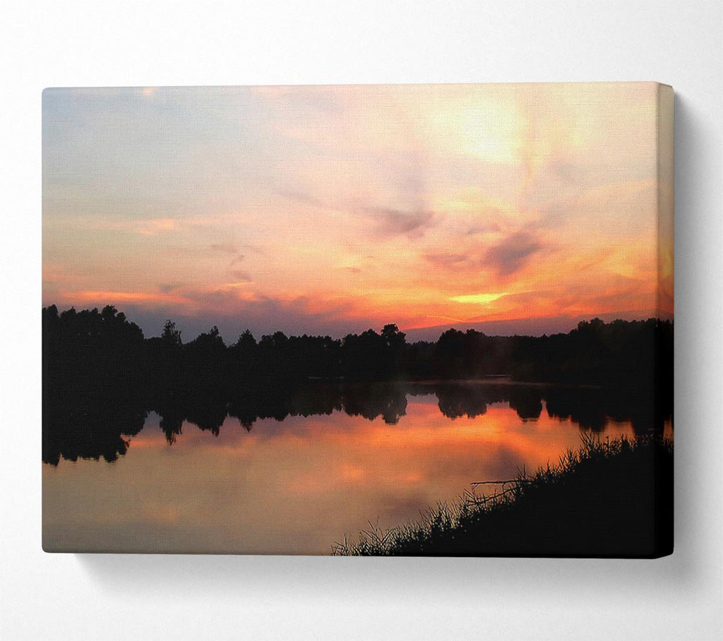 Sunset Tree Reflections Canvas Wall Art