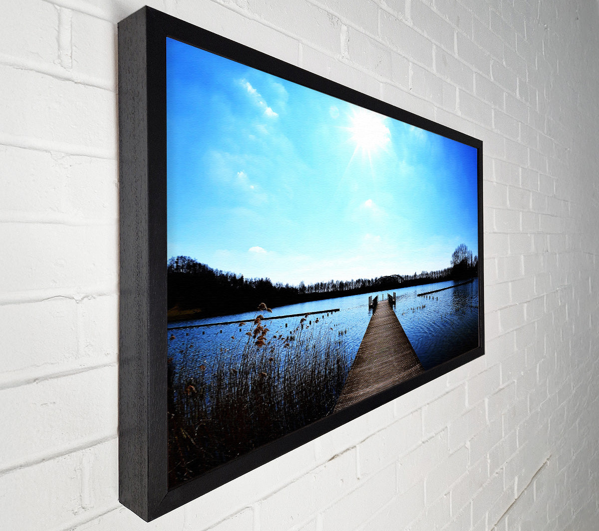 Pier Sparkle Sun Blue Canvas Wall Art