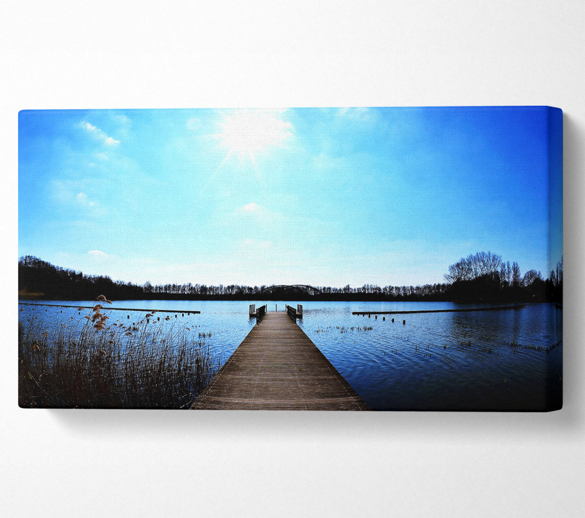 Pier Sparkle Sun Blue Canvas Wall Art