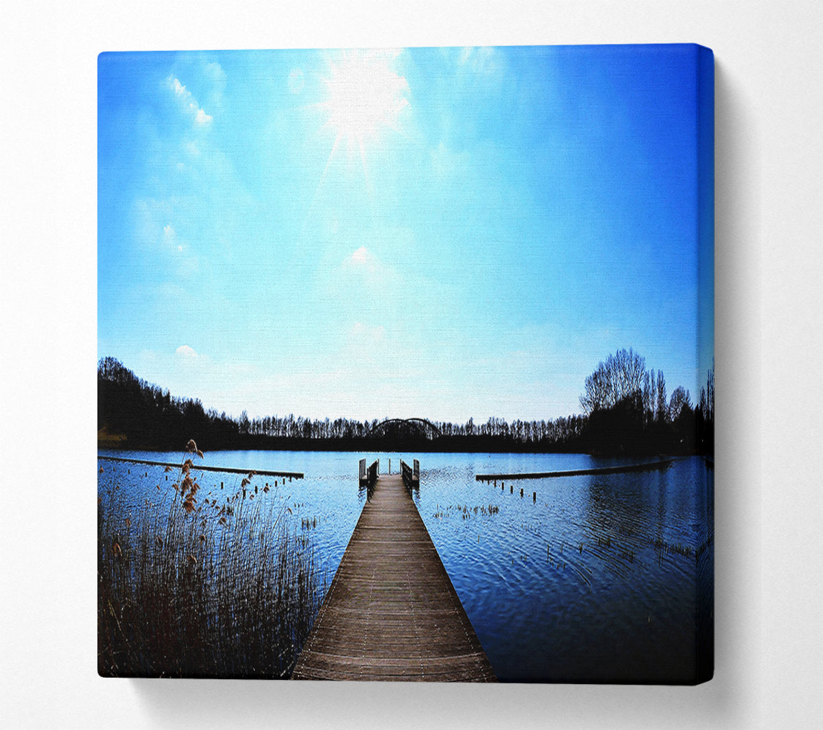 Pier Sparkle Sun Blue Canvas Wall Art