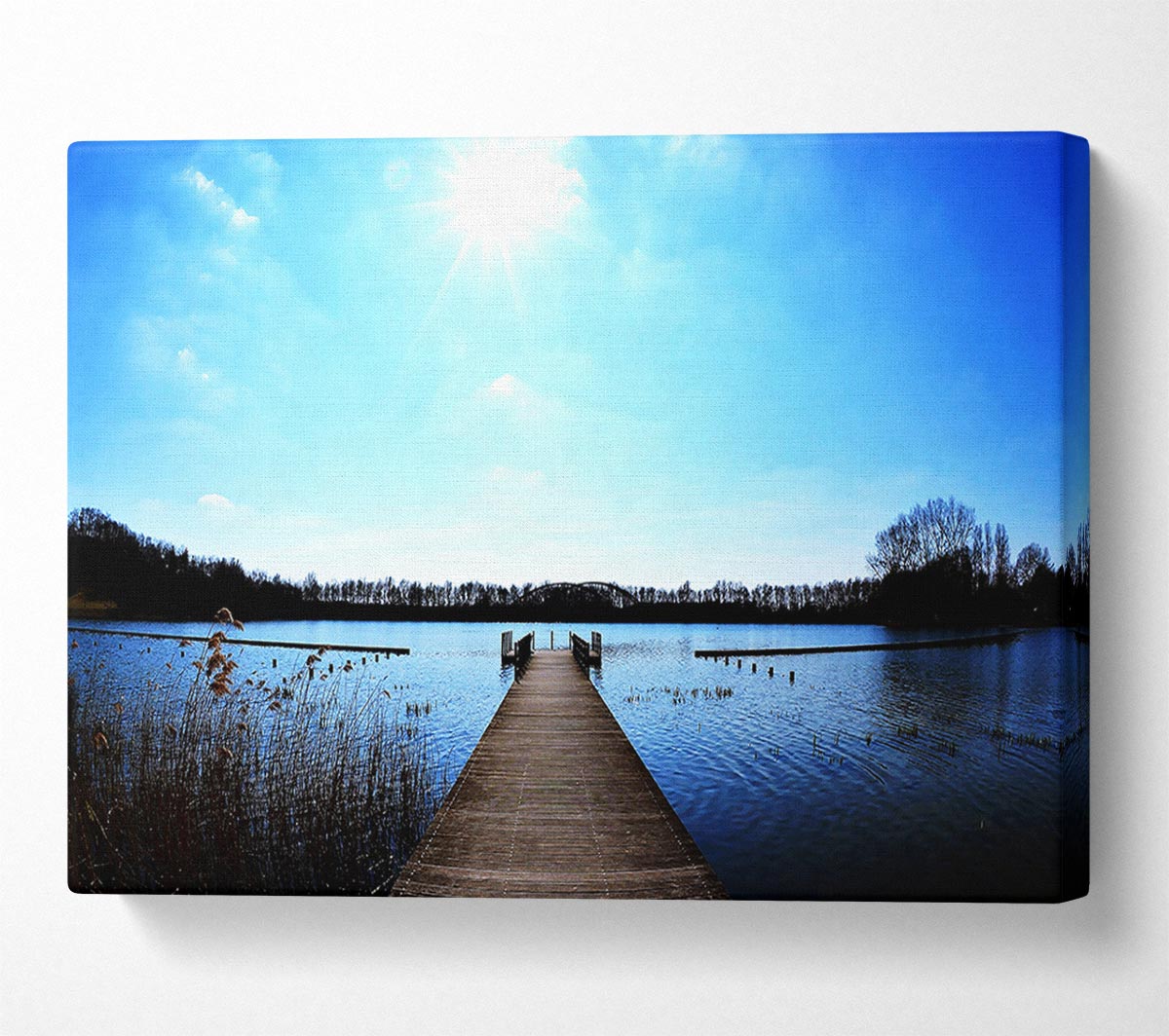 Pier Sparkle Sun Blue Canvas Wall Art