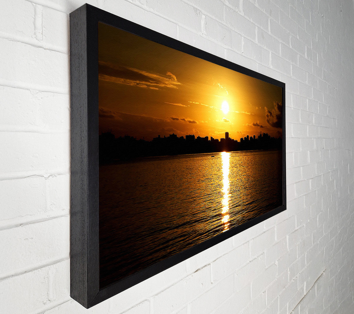 Sunset City Skyline Silhouette Canvas Wall Art