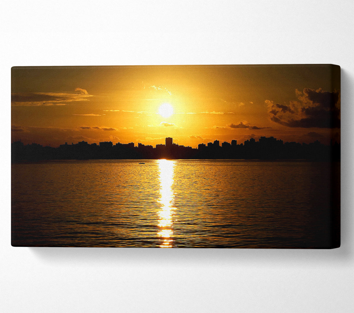 Sunset City Skyline Silhouette Canvas Wall Art