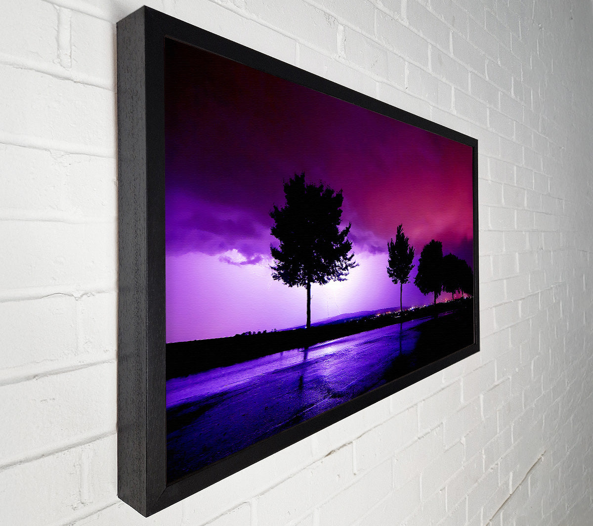 Purple Ocean Lightning Canvas Wall Art