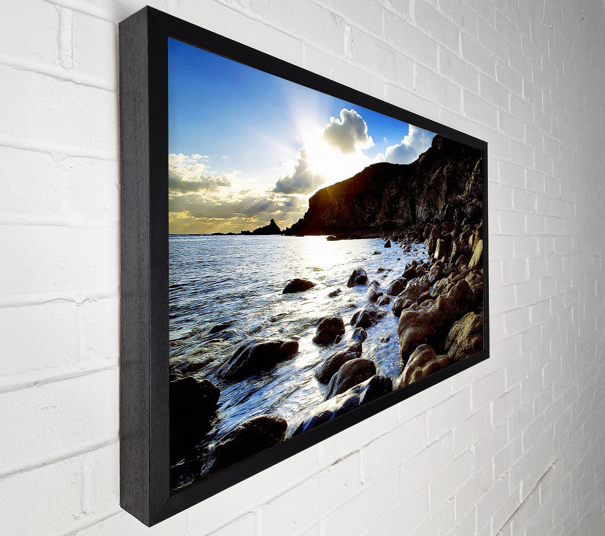 Sun Kissed Ocean Rocks Canvas Wall Art