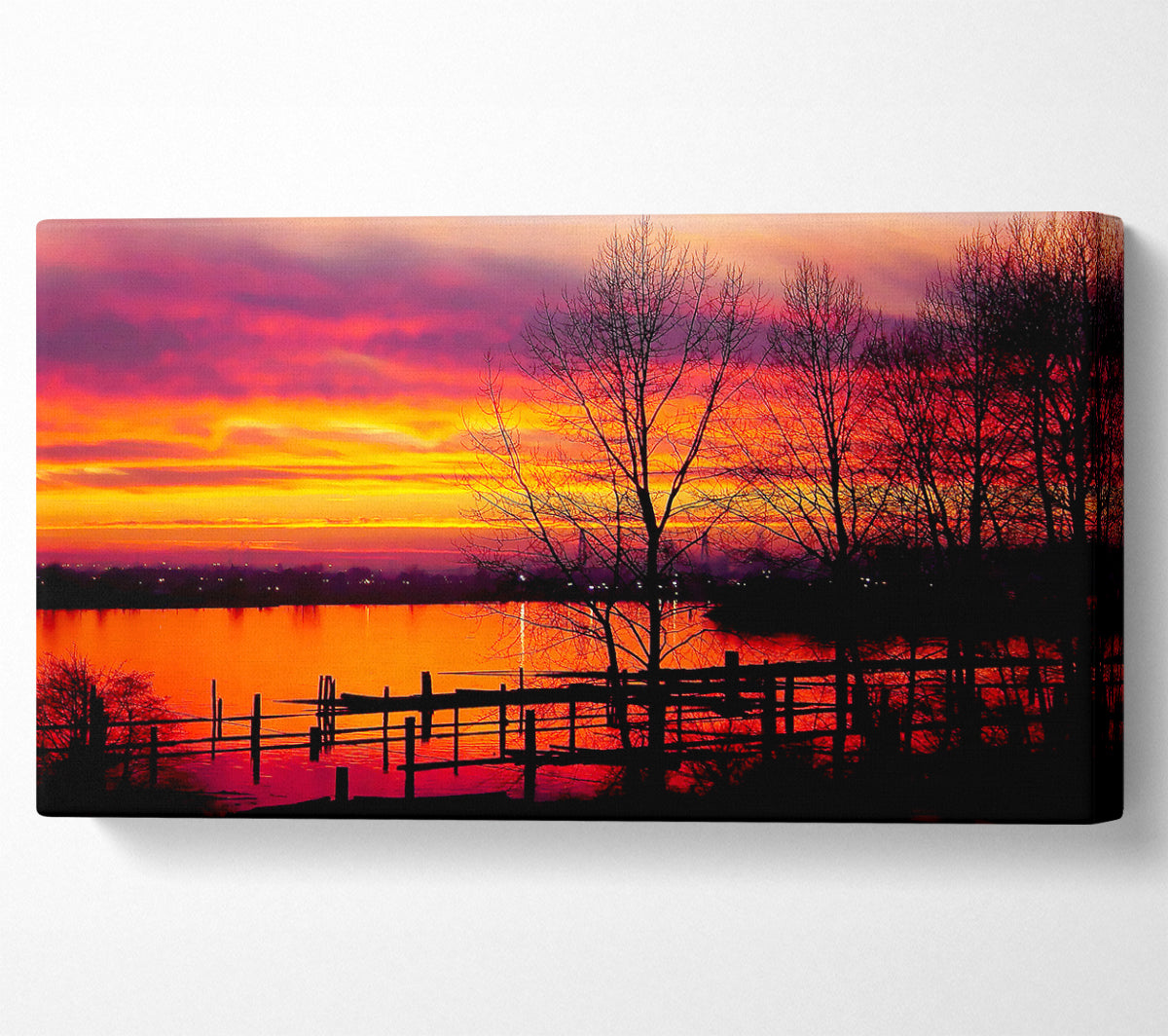 Red Lake Calm Canvas Wall Art