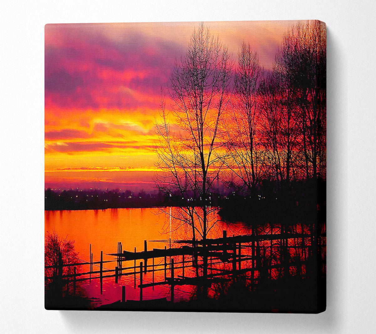 Red Lake Calm Canvas Wall Art
